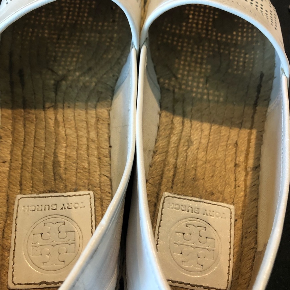 Tory Burch White Leather Espadrilles Size 7 - Picture 5 of 11